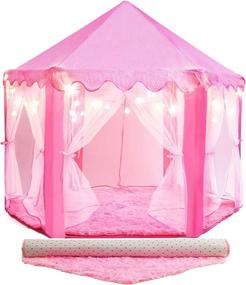 img 4 attached to PLAYVIBE Princess Tent Kids Playhouse