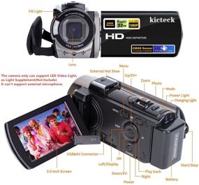 img 3 attached to 📹 Kicteck 604s Full HD Video Camera Camcorder: 1080P Recording, 24MP, 16X Zoom, 3.0 Inch LCD, 270° Rotation, 2 Batteries