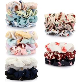 img 2 attached to 🌸 Floral Chiffon Hair Bands: 18 Pcs Ponytail Ties & Scrunchies – Ideal Accessory for Girls' Hairstyles, Perfect for Casual and Party Dress