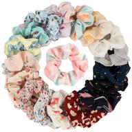 🌸 floral chiffon hair bands: 18 pcs ponytail ties & scrunchies – ideal accessory for girls' hairstyles, perfect for casual and party dress logo