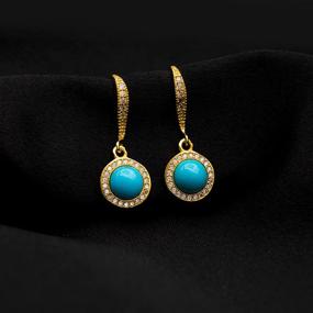 img 2 attached to 💙 BLUEJOY "Elegance & Love" Turquoise Dangle Earrings - 18K Gold-Plated Sterling Silver