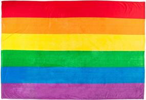 img 4 attached to 🌈 Embrace Coziness with the Rainbow Pride Plush Flag Blanket by Sleeping Partners