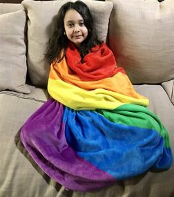 img 1 attached to 🌈 Embrace Coziness with the Rainbow Pride Plush Flag Blanket by Sleeping Partners