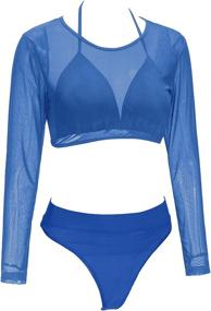 img 1 attached to Meyeeka Sleeve Guard Bikini Swimsuit: Stylish Women's Clothing for Ultimate Swimsuit & Cover Up Protection