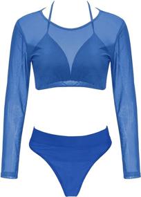 img 3 attached to Meyeeka Sleeve Guard Bikini Swimsuit: Stylish Women's Clothing for Ultimate Swimsuit & Cover Up Protection