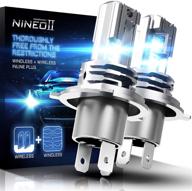 🔦 nineo fanless h4 led bulbs, 10000lm 60w wireless 9003 lights all-in-one conversion kit, 6500k cool white halogen replacement - seo-optimized pack of 2 logo