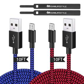 img 3 attached to 🎮 10ft 2 Pack Nylon Braided PS4 Controller Charger Cable - High Speed Data Sync Cord for PlayStation 4, PS4 Slim/Pro, Xbox One S/X Controller, Android Phones