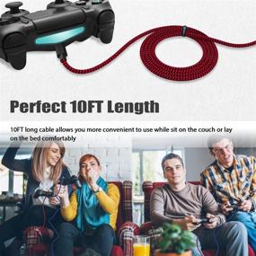 img 1 attached to 🎮 10ft 2 Pack Nylon Braided PS4 Controller Charger Cable - High Speed Data Sync Cord for PlayStation 4, PS4 Slim/Pro, Xbox One S/X Controller, Android Phones