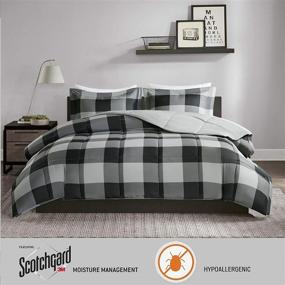 img 3 attached to 🛌 Madison Park Essentials Plaid Sets: Twin/Twin XL Grey/Black Comforters with 3M Scotchgard Moisture-Wicking Technology - Ultra Soft Down Alternative Microfiber Bedding