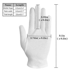 img 2 attached to 🧤 Women's White Cotton Gloves, Pack of 6, for Dry Hands, Eczema, Serving - Ideal for Archival, Coin, and Jewelry Inspection