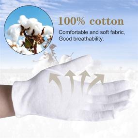 img 3 attached to 🧤 Women's White Cotton Gloves, Pack of 6, for Dry Hands, Eczema, Serving - Ideal for Archival, Coin, and Jewelry Inspection