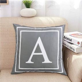 img 3 attached to 🔤 Stylish Fascidorm Gray Pillow Cover with English Alphabet Design - Modern Cushion Cover for Sofa, Bed, Chair, Car - 18 x 18 Inch