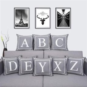 img 2 attached to 🔤 Stylish Fascidorm Gray Pillow Cover with English Alphabet Design - Modern Cushion Cover for Sofa, Bed, Chair, Car - 18 x 18 Inch