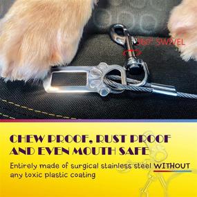 img 2 attached to 🐶 No Chew/Chew Proof Dog Car Seatbelt Safety Restraint, Dog Tie Out, Puppy Vehicle Seat Belt with Double Clip & Latch Attachment – Entirely Surgical Stainless Steel - Inches by Leash King