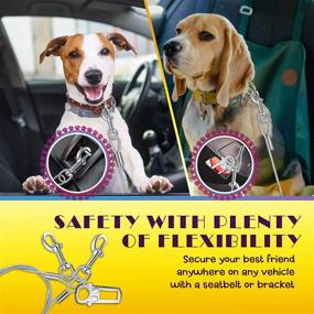 img 3 attached to 🐶 No Chew/Chew Proof Dog Car Seatbelt Safety Restraint, Dog Tie Out, Puppy Vehicle Seat Belt with Double Clip & Latch Attachment – Entirely Surgical Stainless Steel - Inches by Leash King