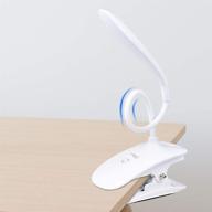 usb clip on light reading lights with 20 led, 3 brightness dimmer, 360° flexible lamp clip, 2000mah eye protection book clamp light, gooseneck bed night light for kids desk - white логотип