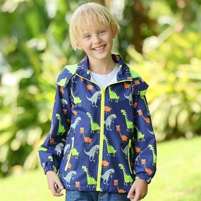 img 3 attached to 🌧️ IjnUhb Waterproof Raincoats Windbreaker Dinosaur Boys' Clothing: Stay Dry and Stylish!