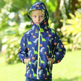 img 2 attached to 🌧️ IjnUhb Waterproof Raincoats Windbreaker Dinosaur Boys' Clothing: Stay Dry and Stylish!