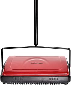 img 2 attached to Alpine Industries Triple Brush Floor & Carpet Sweeper: Heavy Duty Manual Cleaner for Carpeted Floors - Efficient Multi-Surface Sweeping (Red)