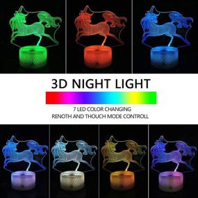 img 3 attached to 🦄 Unicorn Toys Night Light 3D Lamp for Girls, 7 Colors Changing with Remote & Smart Touch – Bedside Horse Gifts, Perfect Unicorn Gift for Girls Ages 6-18