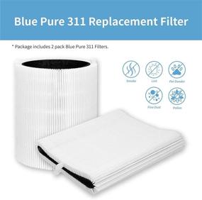 img 2 attached to 🔍 Replacement 2-Pack 311 Filters for Blueair Blue Pure 311 Air Purifier - HEPASilent and Activated Carbon 2-in-1 Filter