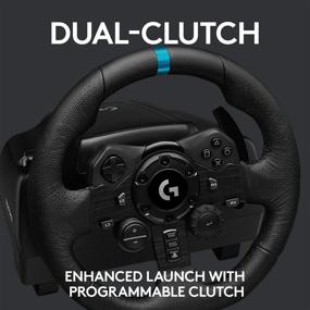 img 1 attached to Продуктовое название на русском языке: "Улучшенный руль и педали Logitech G923 с технологией TRUEFORCE до 1000 Гц и обратной связью силы, отзывчивыми педалями, двойным сцеплением для запуска и настоящим кожаным чехлом на рулевом колесе - совместимо с PS5, PS4 и ПК