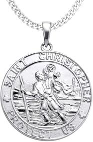 img 4 attached to Personalized YL St Christopher Necklace 🔱 - Solid 925 Sterling Silver Talisman Pendant