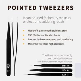 img 3 attached to High-Precision Craft Tweezers Set - Includes 3 Pointed Tweezers, 2 Curved Tweezers, and 2 Precision Serrated Tweezers for Eyelash Extensions, Craft, Jewelry, Soldering, Electronics, and More!