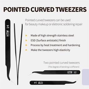 img 1 attached to High-Precision Craft Tweezers Set - Includes 3 Pointed Tweezers, 2 Curved Tweezers, and 2 Precision Serrated Tweezers for Eyelash Extensions, Craft, Jewelry, Soldering, Electronics, and More!