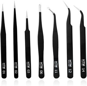 img 4 attached to High-Precision Craft Tweezers Set - Includes 3 Pointed Tweezers, 2 Curved Tweezers, and 2 Precision Serrated Tweezers for Eyelash Extensions, Craft, Jewelry, Soldering, Electronics, and More!