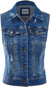 img 4 attached to 👚 FASHION BOOMY Women's Cropped Denim Jean Vest - Sleeveless Jacket in Regular and Plus Sizes - Ideal for Trendy Fashion Enthusiasts