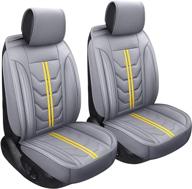 speed trend leather car seat covers: premium pu leather for auto interior accessories, universal fit for most cars, suvs, and trucks (st-004 front pair, gray & yellow) logo