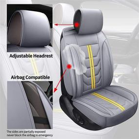 img 2 attached to SPEED TREND Leather Car Seat Covers: Premium PU Leather for Auto Interior Accessories, Universal Fit for Most Cars, SUVs, and Trucks (ST-004 Front Pair, Gray & Yellow)