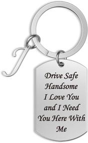 img 4 attached to 🚗 Drive Safe Keychain - Initial Drive Safe & Loving Remembrance - Valentines Gift for Husband or Boyfriend