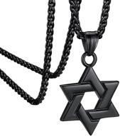 ожерелье bestyle magen star of david: ручная работа, из нержавеющей стали, твердое шестиконечное пентаграммное ожерелье - идеальный подарок израиля и еврейский религиозный ювелирный аксессуар для мужчин и мальчиков - защитное амулетное ожерелье. логотип