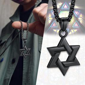 img 1 attached to Ожерелье Bestyle Magen Star of David: ручная работа, из нержавеющей стали, твердое шестиконечное пентаграммное ожерелье - идеальный подарок Израиля и еврейский религиозный ювелирный аксессуар для мужчин и мальчиков - защитное амулетное ожерелье.