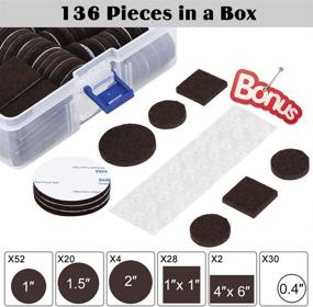 img 3 attached to Furniture Pads 136-Pack | Self-Adhesive Felt Pad | Brown Furniture Pads (5mm Thick) | Anti-Scratch Floor Protectors for Chair Legs and Feet | Includes Case and 30 Rubber Bumpers | Ideal for Hardwood, Tile, and Wood Floors
