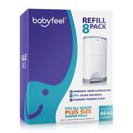👶 babyfeel refills for dekor plus diaper pail: 8 pack with 30% extra thickness, strong odor elimination, fresh powder scent - holds up to 4640 diapers! logo