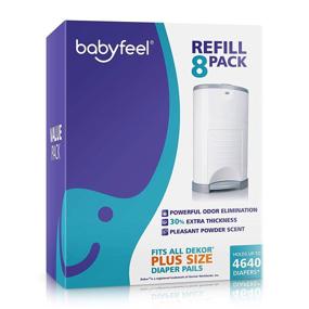 img 4 attached to 👶 Babyfeel Refills for Dekor Plus Diaper Pail: 8 Pack with 30% Extra Thickness, Strong Odor Elimination, Fresh Powder Scent - Holds up to 4640 Diapers!