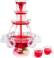 🥳 nostalgia 3-tier party fountain with led lighted base, 8 reusable cups, 1.5 gallon capacity, clear логотип