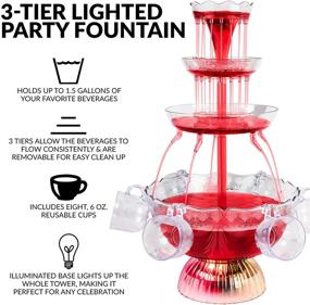 img 3 attached to 🥳 Nostalgia 3-Tier Party Fountain with LED Lighted Base, 8 Reusable Cups, 1.5 Gallon Capacity, Clear