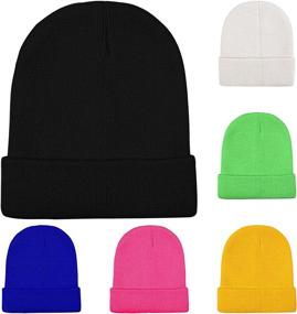 img 4 attached to ❄️ Cooraby Winter Beanie Cap - Knit Cuff Skull Beanie Caps for Men and Women, Keeping You Warm