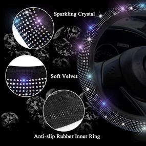 img 3 attached to Fimker Красочные Алмазные чехлы на руль Мягкие Bling Bling Rhinestone Crystal Аксессуары для рулевого управления Универсальные 14