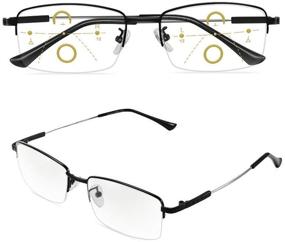 img 1 attached to 👓 LJIMI Progressive Multifocus Presbyopic Reading Glasses: Blue Light Blocking, UV Protection, Anti-Glare Half Frame Titanium Alloy Eyewear for Men and Women