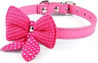 🐶 stylish and adjustable hot pink knit bowknot dog collar - perfect for your cute puppy! логотип