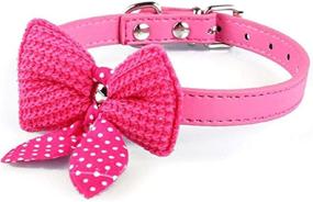 img 4 attached to 🐶 Stylish and Adjustable Hot Pink Knit Bowknot Dog Collar - Perfect for Your Cute Puppy!