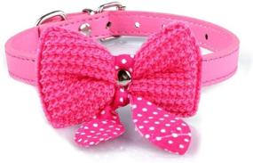 img 2 attached to 🐶 Stylish and Adjustable Hot Pink Knit Bowknot Dog Collar - Perfect for Your Cute Puppy!