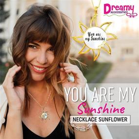 img 3 attached to 🌻 Stylish Necklaces: 'You are My Sunshine' Necklace with Chain - Necklaces for Teen Girls & Women, Sunflower Jewelry, Gold Necklaces, Sun Necklace - Ideal Stocking Stuffers