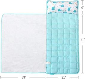 img 1 attached to 🐳 Biloban Toddler Nap Mat with Pillow and Blanket: Super Soft and Cozy Sleeping Bag for Preschool Kids and Toddlers – Whale Theme