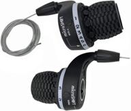 microshift 3x7 speed black twist grip shift gear shifters - shimano bicycle compatible logo